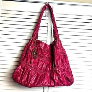 Lissane Pink Leopard Hobo Bag Y2K Indie Sleaze Green Trim Shoulder Bag